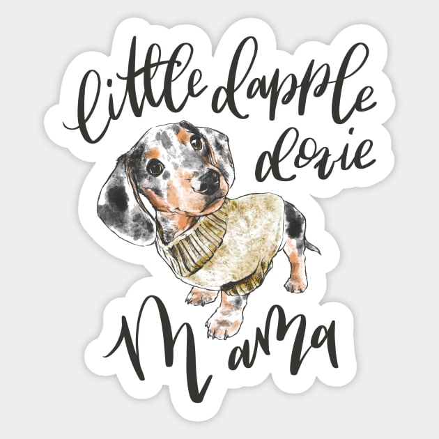 Dapple Doxie Mama, Black in Mustard Sticker by stuckyillustration